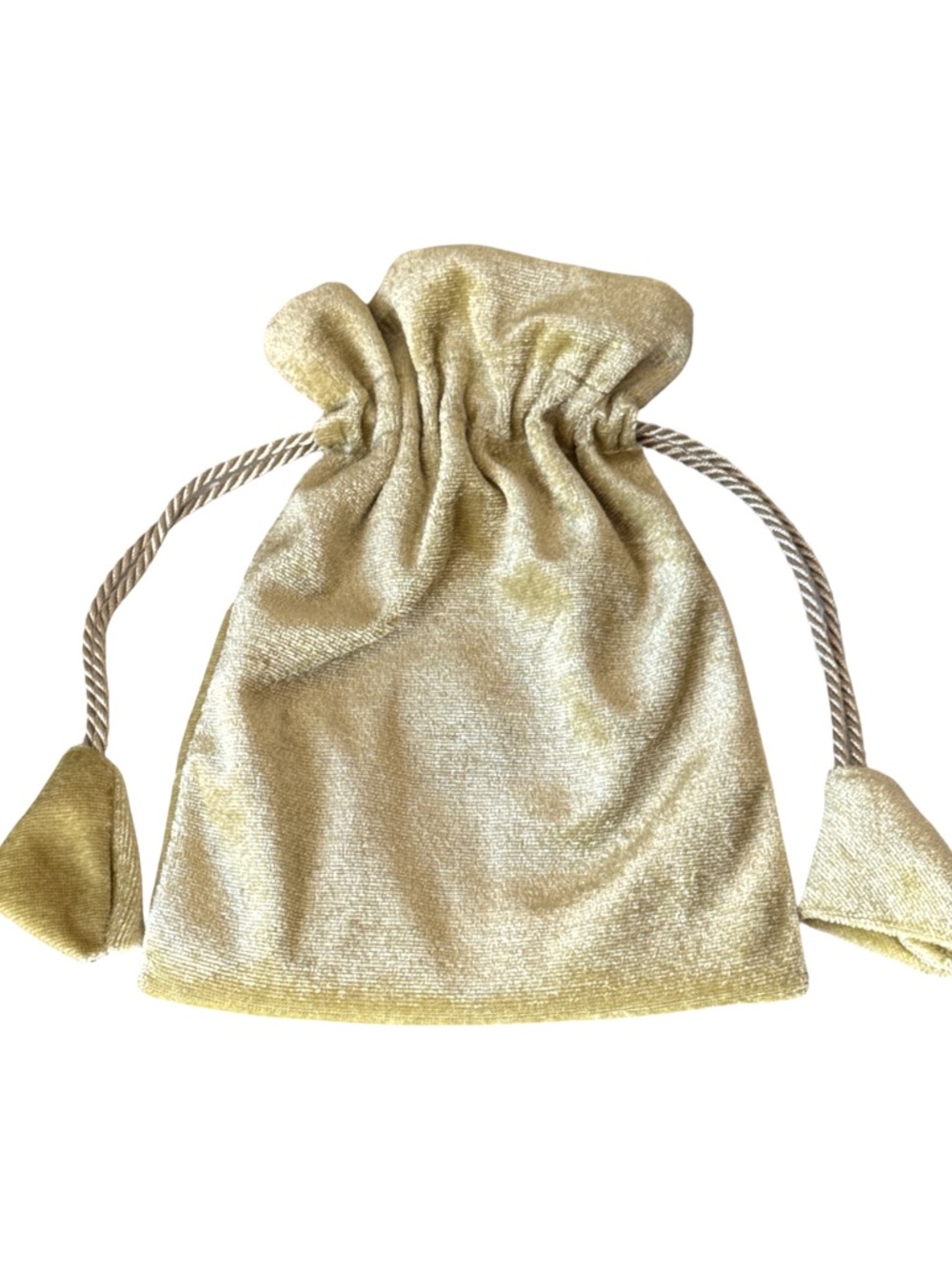 Embroidered Olive Green Velvet Drawstring Pouch - Picture 4 of 4